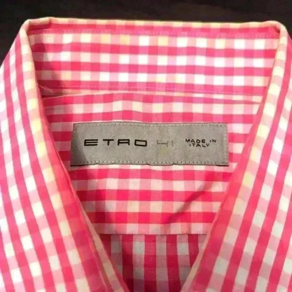 Etro  Red Button Down Long Sleeve Check Dress Shirt - size 41 BNWOT - Picture 2 of 5